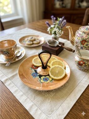 Vintage Noritake Handpainted Floral
Lemon Serving Dish Tea Service Lustreware 5"